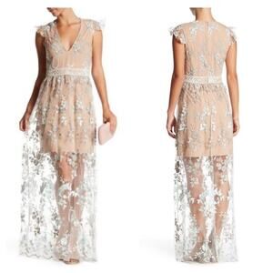 WAYF Oakfield Embroidered Lace Maxi Dress XS